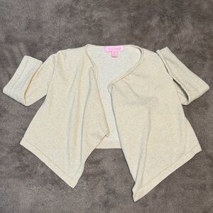 Lilly Pulitzer - Girl’s Cream Open-Front Cardigan, Size - XS (2-3)